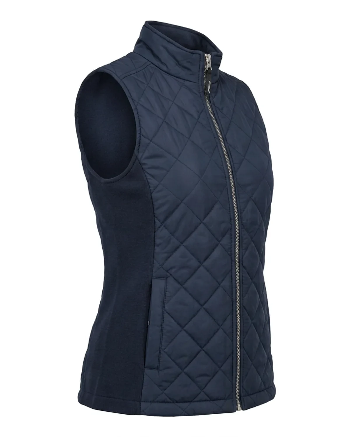 Ladies Quilted Sleeveless Jacket with Stretch Side Panels