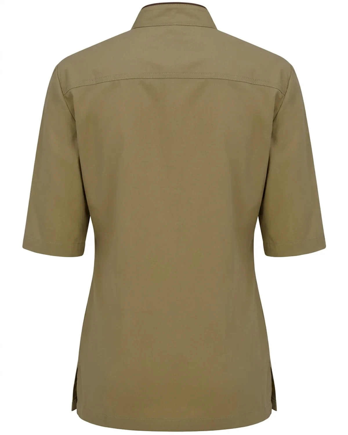 Ladies Open Mandarin Collar Shirt - Short Sleeve (Covered Buttonstand)